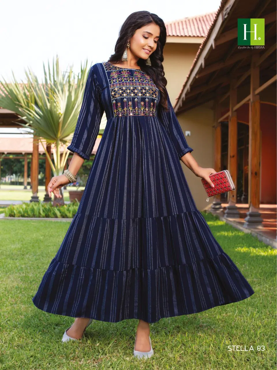 Hirwa Stella  Festive Wear Wholesale Long Anarkali Kurti Collection